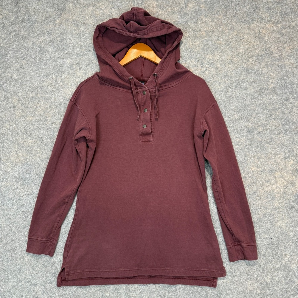 Patagonia Henley Snap Hoodie Shirt Mens Medium (fits Small) Burgendy Organic
